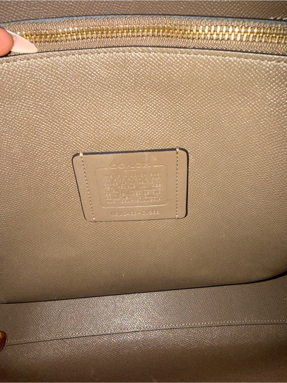 COACH Pebbled Leather Tote in Taupe Brown with Gold Hardware - Picture 4 of 4